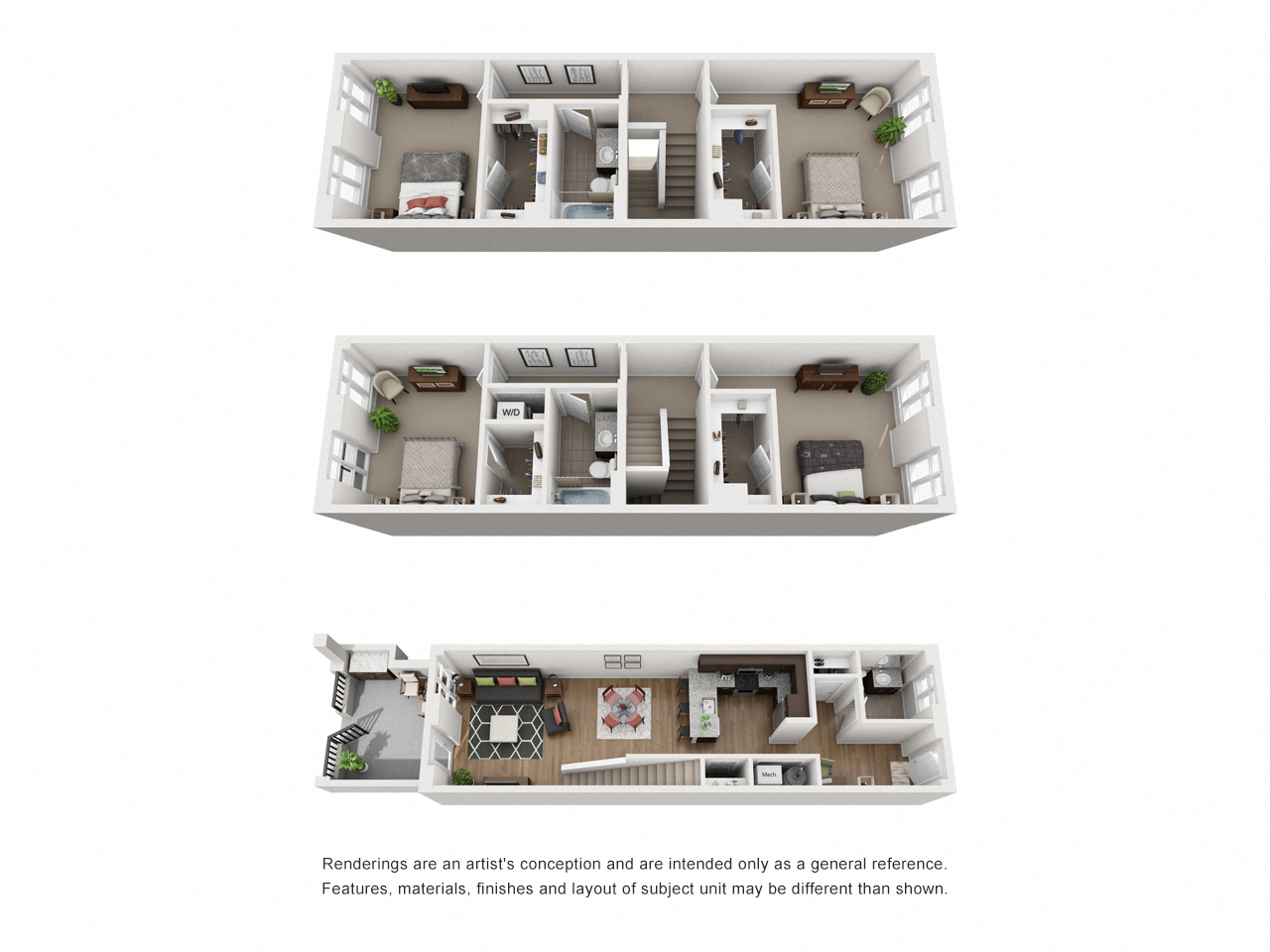 Floor plan for 4 beds, 2.5 baths, 2155 sqft